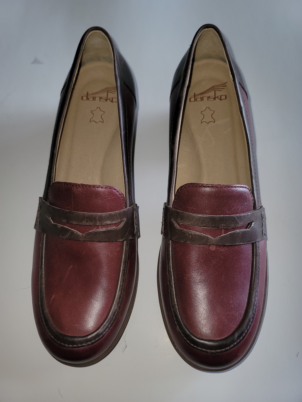 Dansko Danica Chucky Burgundy Leather Penny Loafers